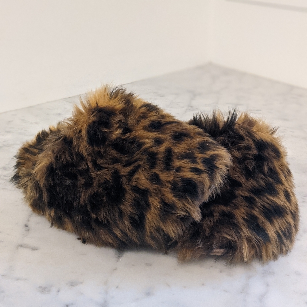 j crew leopard faux fur slippers